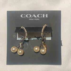 Coach Gold and Pearl Dangle Earrings